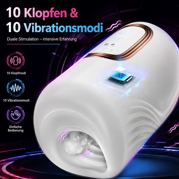 Dual-Motor 10X Tapping Multi-Speed Intense Vibration Stroker
