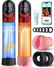 Load image into Gallery viewer, 4-in-1 Penis Pump Sex Toy for Men Masturbator, App-Controlled Manual &amp; Automatic Electric Vacuum Pump with 4 Training Modes &amp; 8 Suction Levels, Penis Pump with 6 Penis Rings
