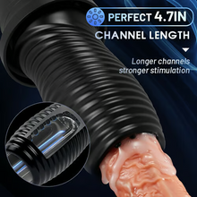 Load image into Gallery viewer, Electric masturbator for men with 7 vibration modes, 360° rotating silicone pocket pussy, and 3D realistic spiral texture. Sex toy for masturbation, blowjobs, sucking, and penis training.