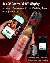 Load image into Gallery viewer, 4-in-1 Penis Pump Sex Toy for Men Masturbator, App-Controlled Manual &amp; Automatic Electric Vacuum Pump with 4 Training Modes &amp; 8 Suction Levels, Penis Pump with 6 Penis Rings