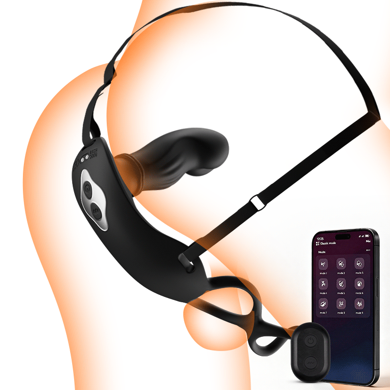 Hugo - Wearable Thrusting Prostate Massager with Straps APP & Remote Dual Control