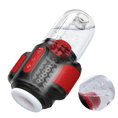 Dual Glans Stimulation10x Vibration Rotation Water Spray  Male Masturbator