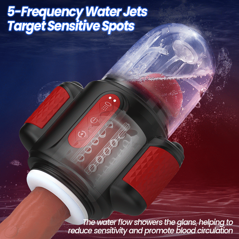 Dual Glans Stimulation10x Vibration Rotation Water Spray  Male Masturbator