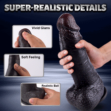 Load image into Gallery viewer, Kronos - 8.27'' Ultra Thick Black Thrusting Dildo with Heating Intense Girth for Deep Filling Stretch