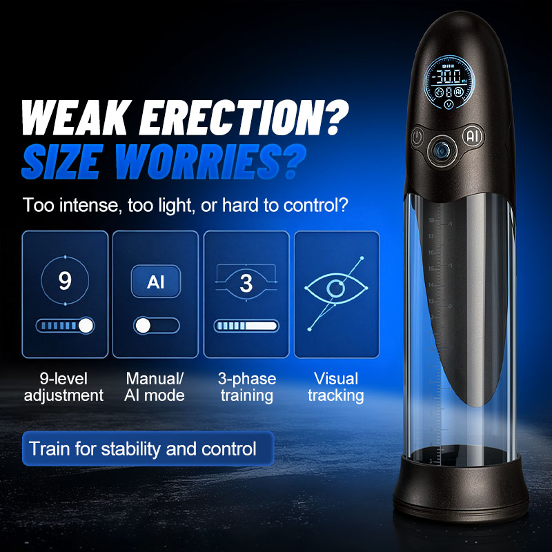 BathFun Pro - AI Pressure-Controlled 9 Vacuum Training LCD Real-Time Pressure Display 58dB Penis Pump