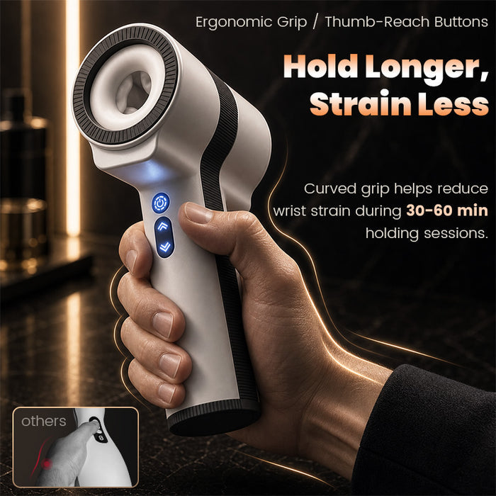 Raiden – Ergonomic Male Masturbator Non-Slip Arc Handle for Fatigue-Free Grip Durable Telescopic Rotation Motor