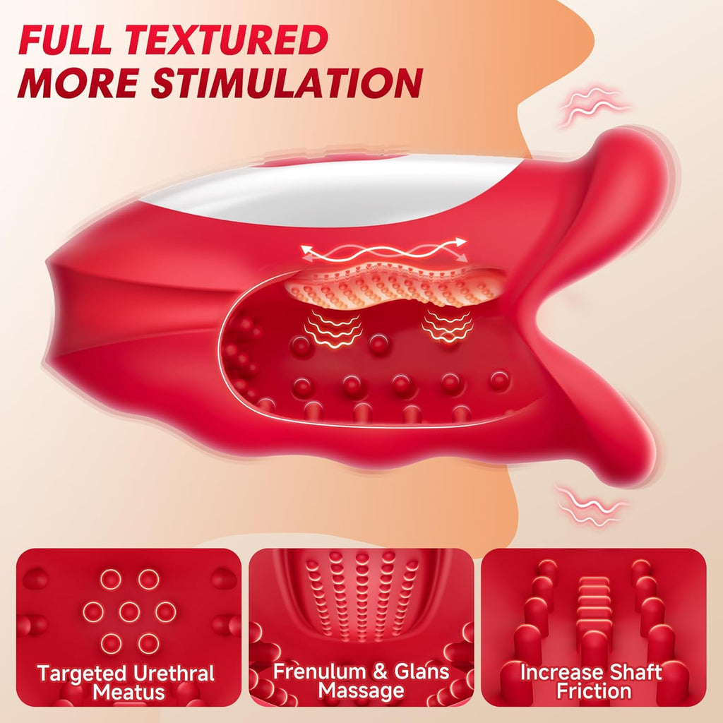 New 4 in 1 Waving Blowjog Trainer Wave Tongue Motion Penis Vibrator