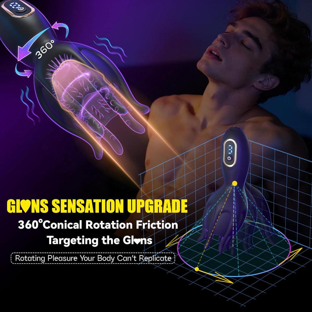 360° Conical Rotating Vibrating Penis Head Stimulator