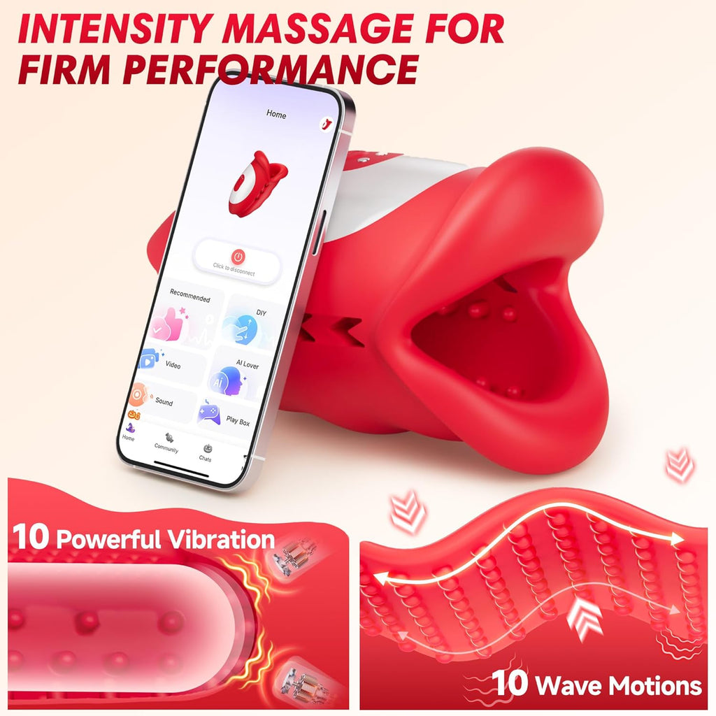 New 4 in 1 Waving Blowjog Trainer Wave Tongue Motion Penis Vibrator