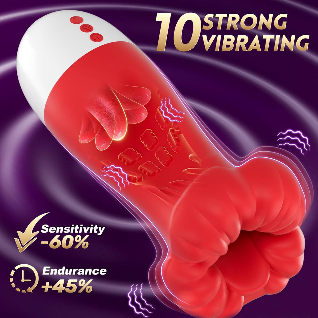 10x Sucking & Licking Vibrating Male Stroker
