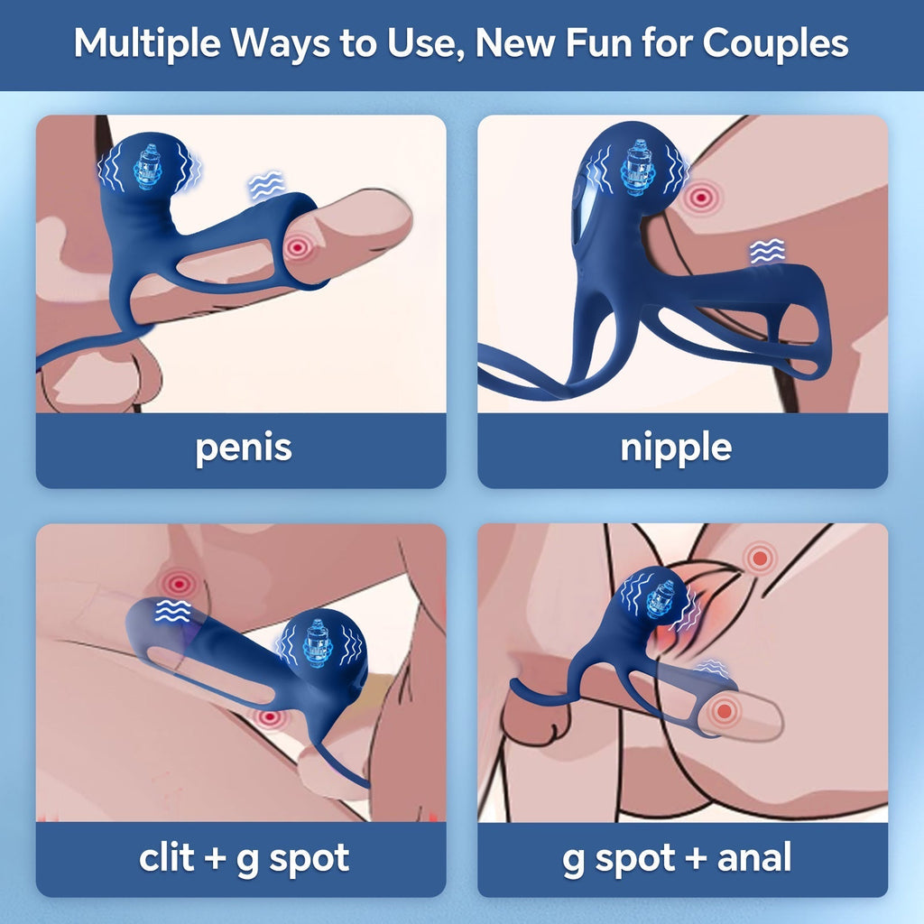 Men's Rechargeable Vibrating Cock Ring – Powerful multi-speed vibration; stretchy design for delayed ejaculation.