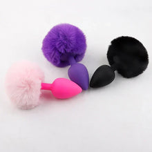 Load image into Gallery viewer, Pure Love Fluffy Bunny Tail, Silicone Anal Butt Plug, 3 Color, Adult Sex Toy