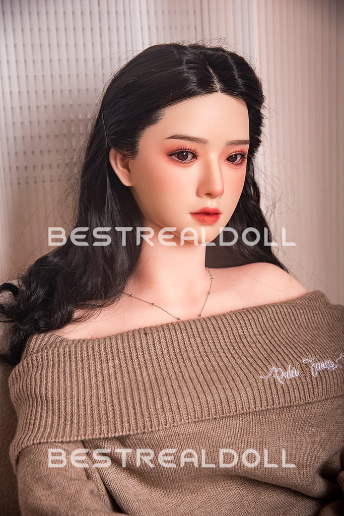 US Stock - RIDMII 163cm Unique Design Muncey Asian Medium Boobs Sex Doll Silicone Head TPE Body Long Black Hair Love Doll