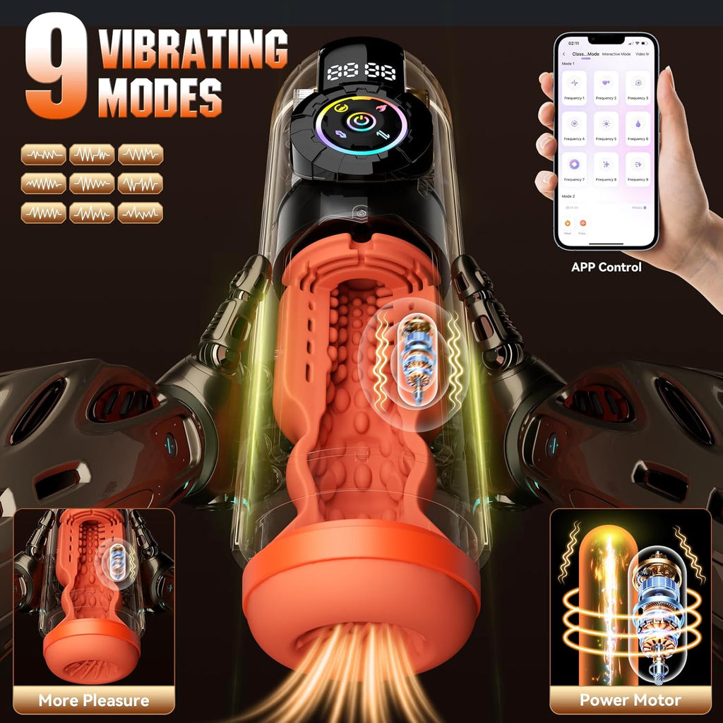 Heated Male Masturbator & Penis Pump — Upgraded 5-in-1 Male Sex Toy with 9 Built-in Modes