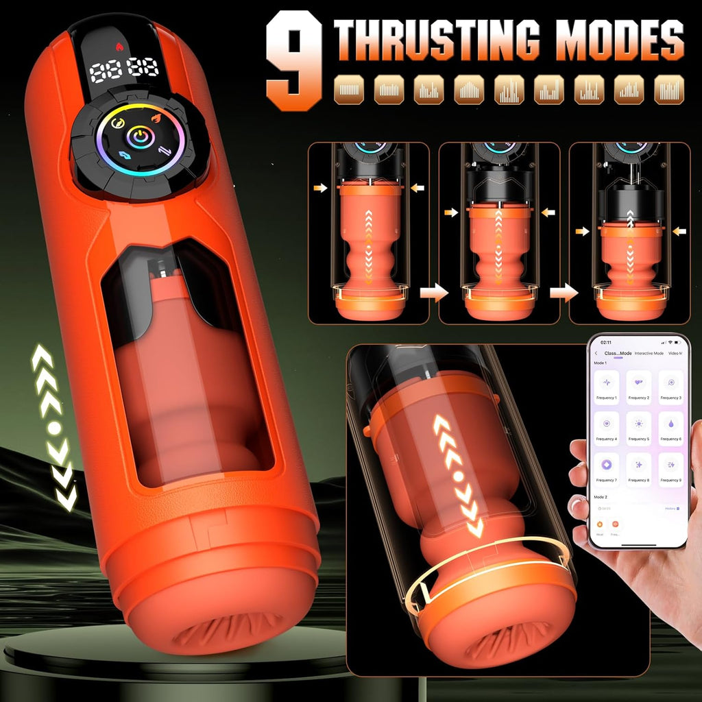 Heated Male Masturbator & Penis Pump — Upgraded 5-in-1 Male Sex Toy with 9 Built-in Modes