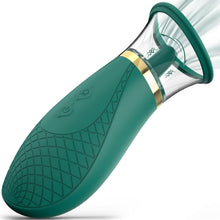 Load image into Gallery viewer, Green clitoral sucking vibrator sex toy, 3 sucking modes, 9 licking modes, nipple and clitoral sucker