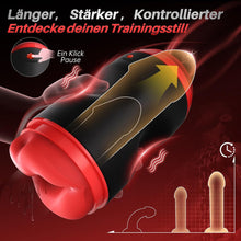 Load image into Gallery viewer, 9 modes of male electric masturbator: licking, sucking, vibration, oral sex, transparent pocket-style vagina, couple's sex toy